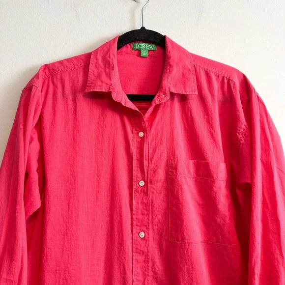 J Crew Cotton Voile Relaxed Button Up Shirt Hot Pink XS - Picture 4 of 9